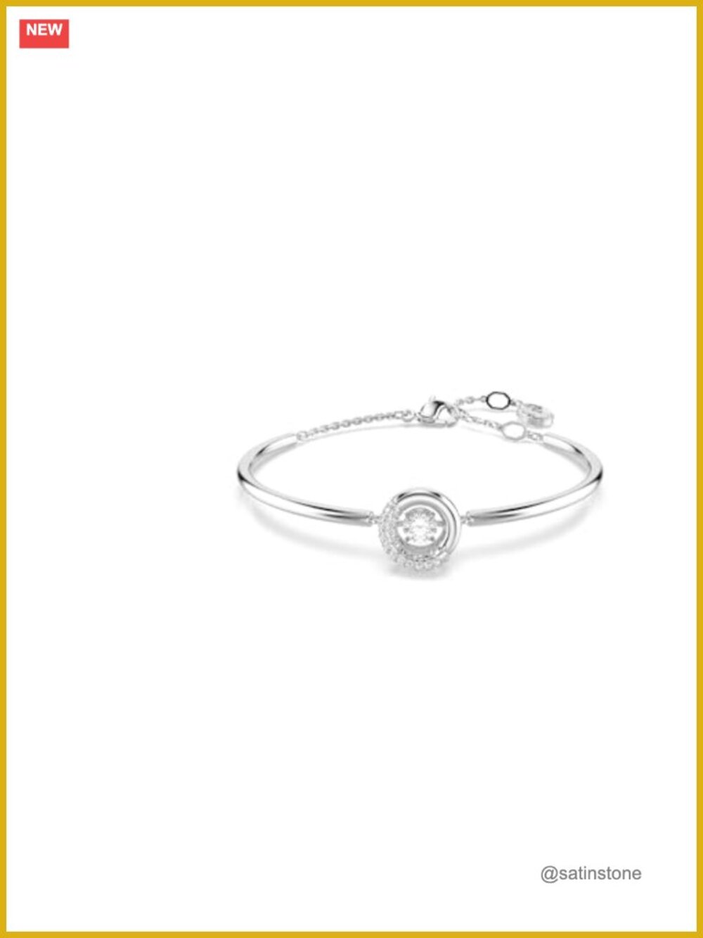 Swarovski Dextera Rhodium Plated Crystal Bangle Bracelet with Zirconia